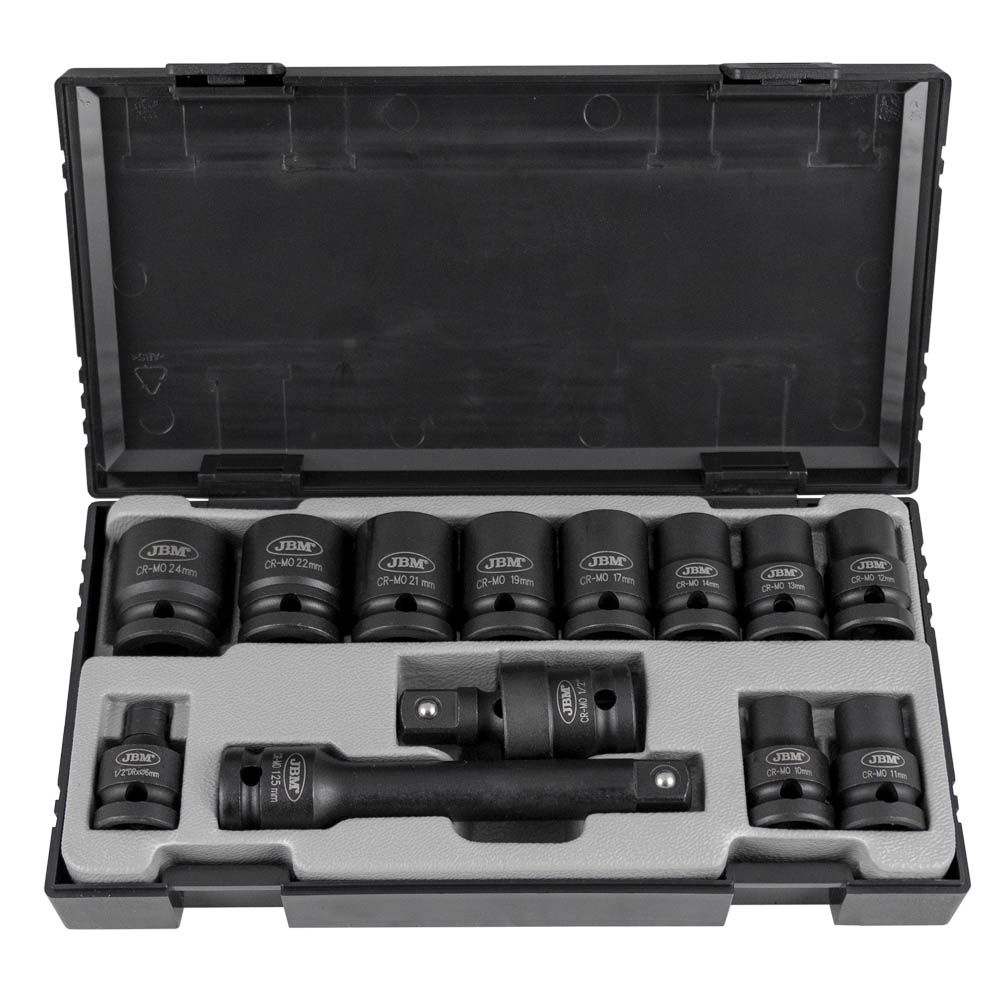 JEU DE13 DOUILLES A CHOC DE 1/2" 6 PANS + REDUCTEUR