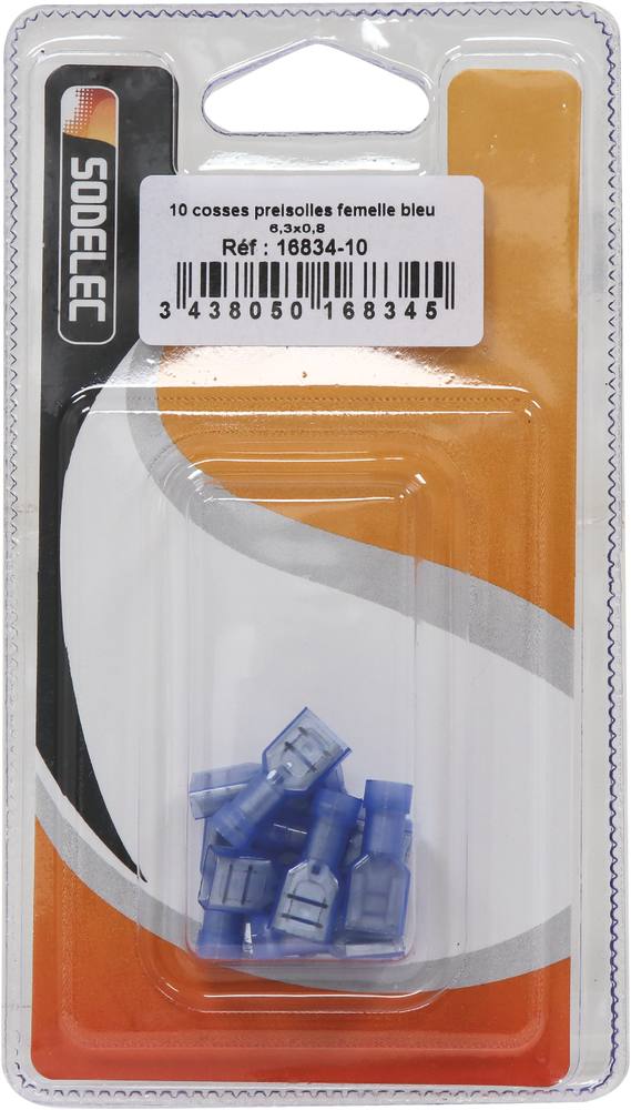 10 COSSES FEM 6.3X0.8 BLEU ISOLEES   BL