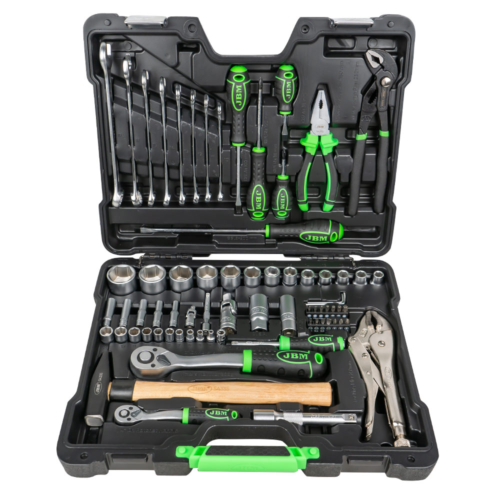 COFFRET D'OUTILS DE 72 PIÈCES AVEC DOUILLES HEXAGONALES ZINGUÉES