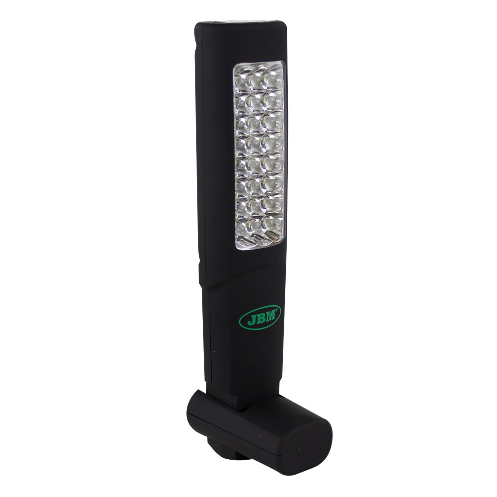 LAMPE DE TRAVAIL ATELIER 24+6 LEDS AVEC BATTERIE RECHARGABLE/DOUBLE AIMANT ARRIERE ET BASE AIMANTÉE