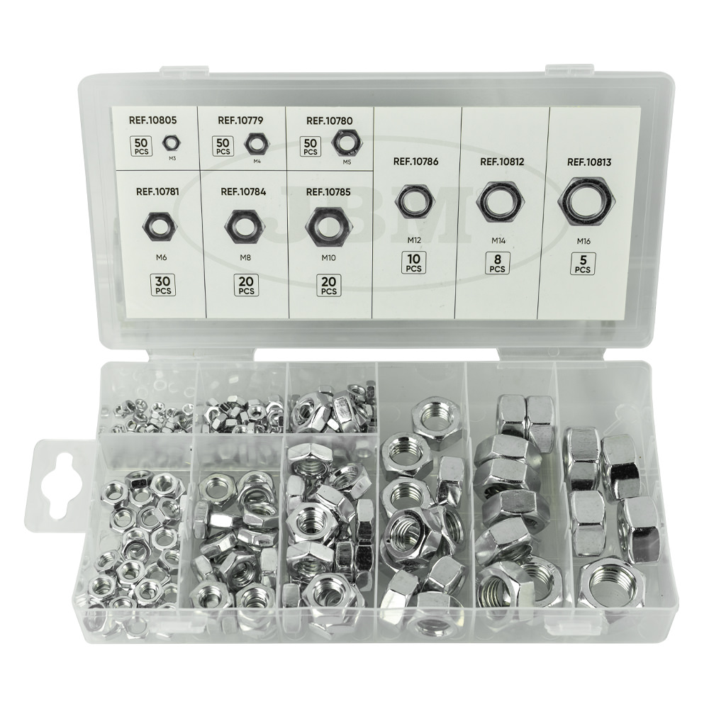 ÉTUI D'ÉCROUS 6 PANS 243 PIÈCES