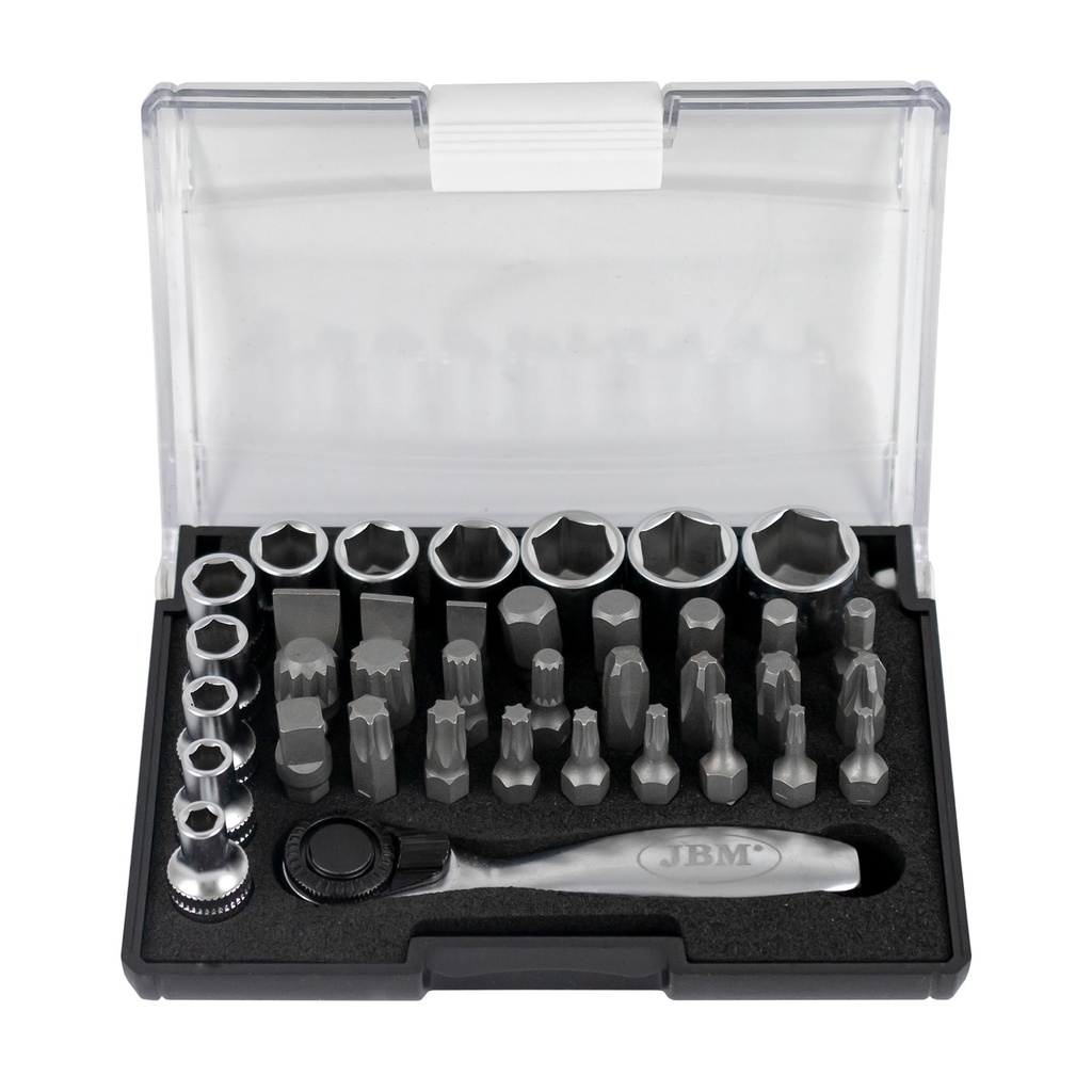 COFFRET DE 37 PIÈCES AVEC CLIQUET MINI DE 1/4"