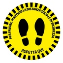 ADHÉSIF DE SIGNALISATION ROND POUR SOLS - DISTANCE DE SÉCURITÉ