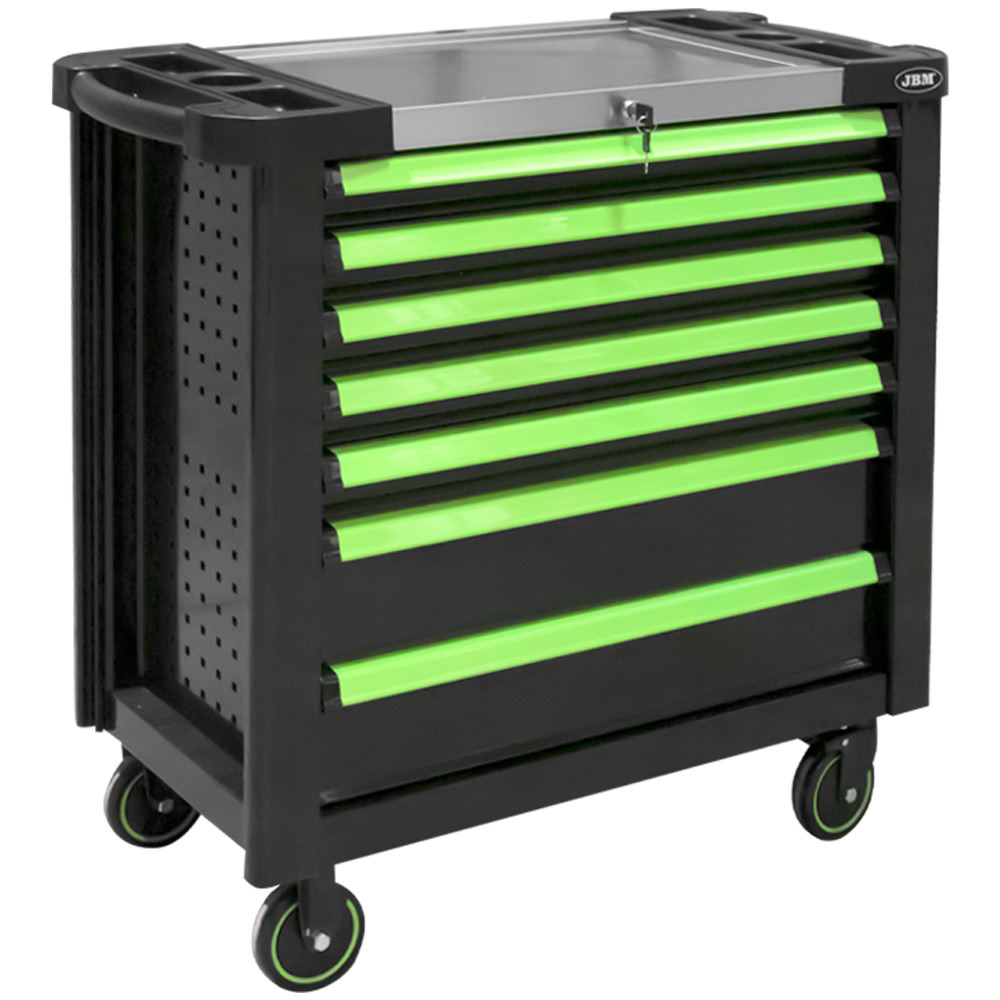 SERVANTE À ROULEAUX XL AVEC 7 TIROIRS VIDES - VERTE