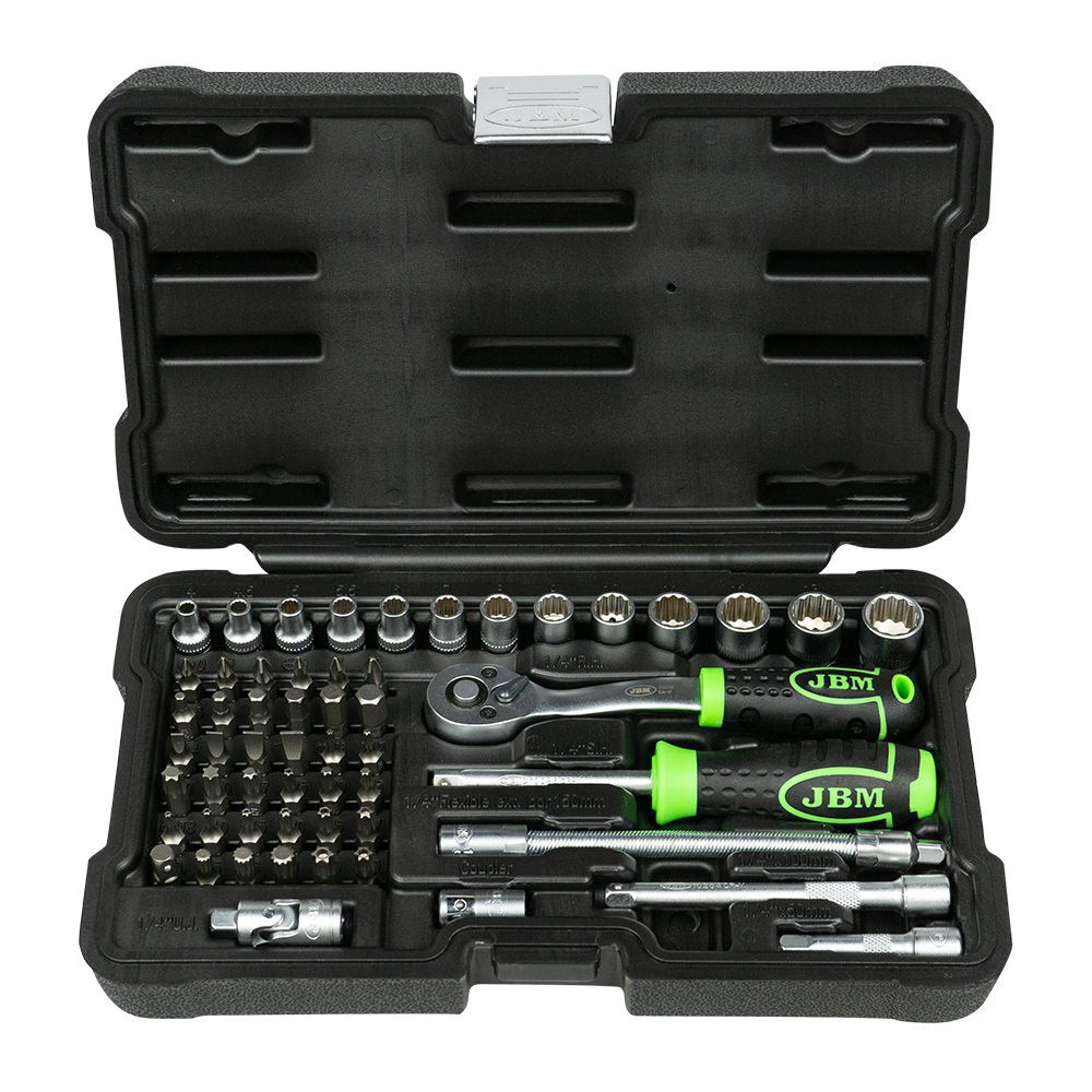 KIT D'OUTILS 56 PIÈCES AVEC DOUILLES À 12 ARÊTES ZINGUÉES