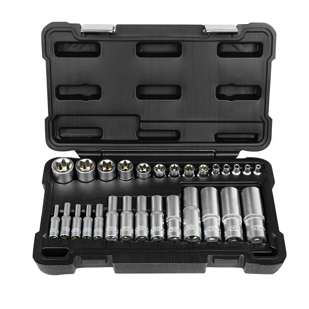 JEU DE 28 DOUILLES TORX COURTES ET LONGUES ZINGUÉES