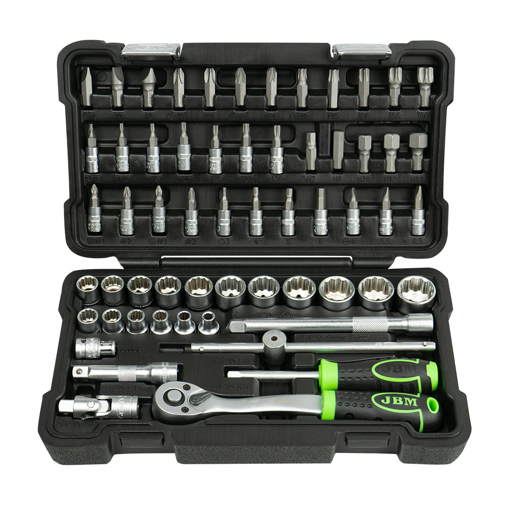 KIT D'OUTILS 3/8" 59 PIÈCES AVEC DOUILLES À 12 ARÊTES ZINGUÉES