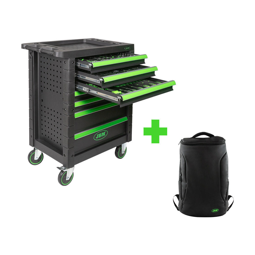PROMO SERVANTE D'OUTILS 7 TIROIRS - VERD 53904 + SAC À DOS JBM 54043