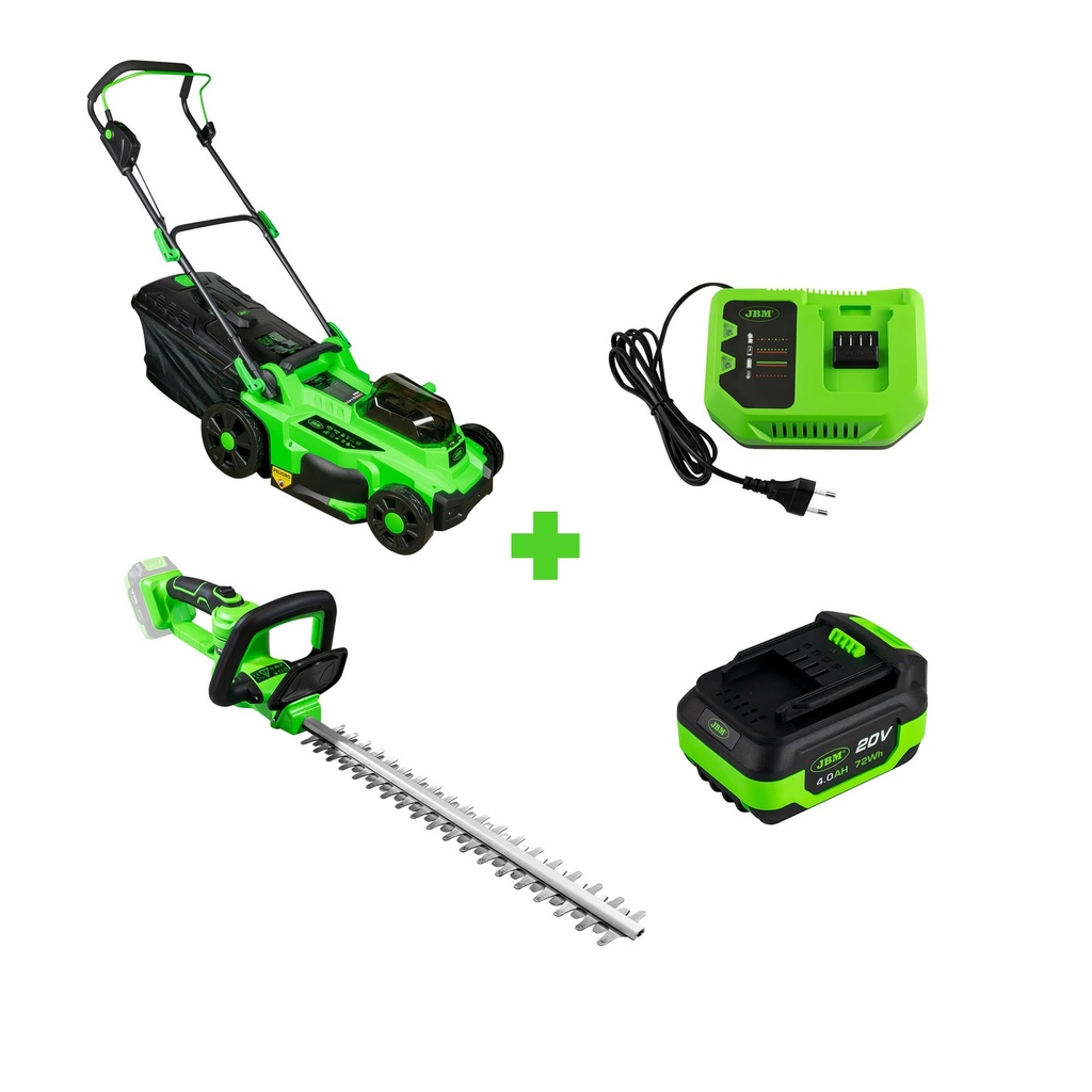 60031 TAILLE-HAIE A BATTERIE + 60045 TONDEUSE À GAZON SANS FIL + 60016 + 60013